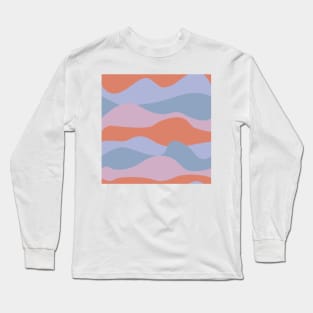 Colorful curved landscape with orange, pink and purple waveform horizons Long Sleeve T-Shirt